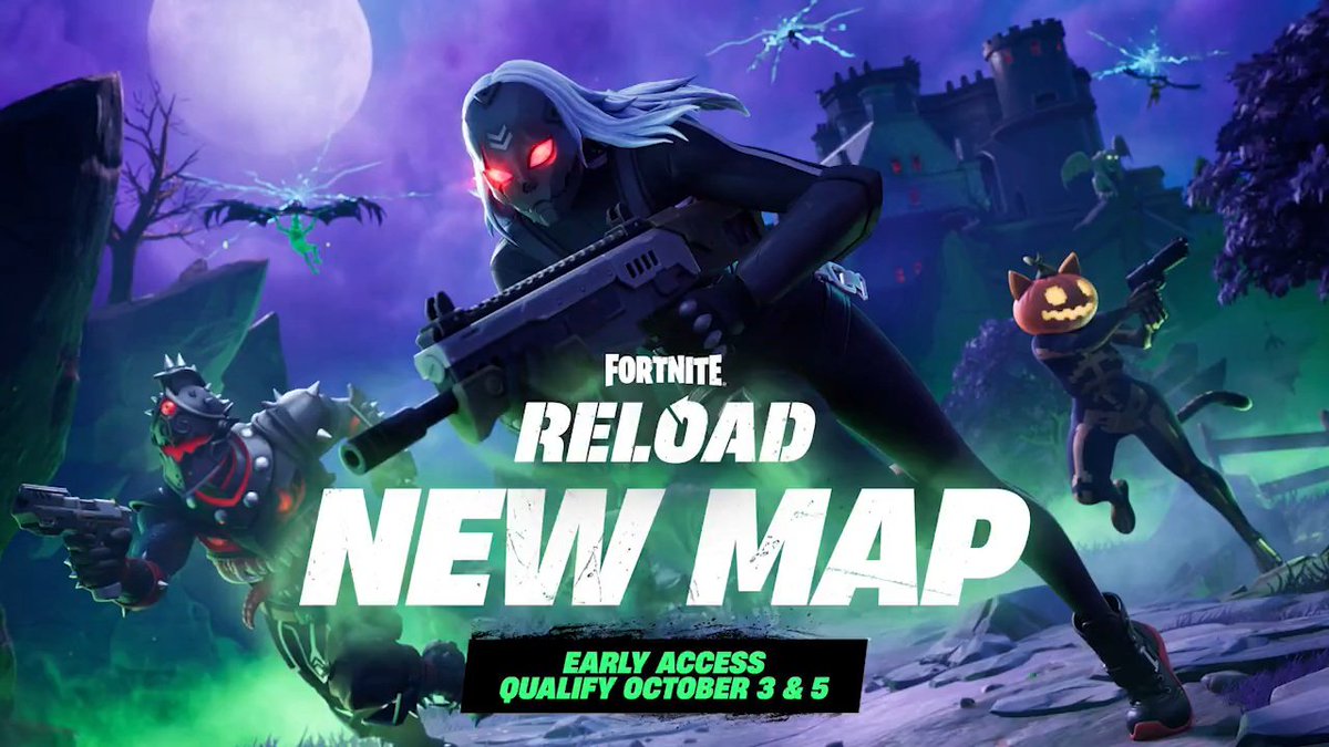 HALLOWEEN LLEGA A RELOAD:

🗺️ Nuevo mapa.
🏆 El 3 y 5 de octubre habrá copas para obtener acceso anticipado el día 9.
🎁 El atuendo Fauce Oscura será gratis si quedas en la primera posición de tu región.

#Fortnite