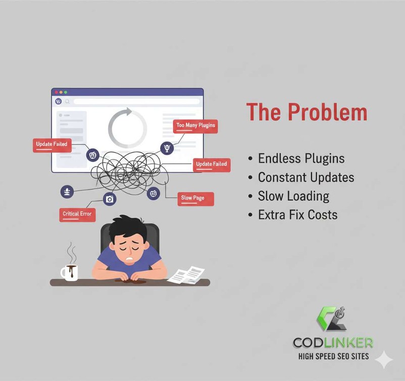 codlinker's tweet image. 🔥 Is your WordPress site draining your time, money, and patience?
👉 Endless plugins, slow loading, constant updates — it’s frustrating.

That’s why we built our Business Website Package at CodLinker.
We help small business owners move into the fast lane: