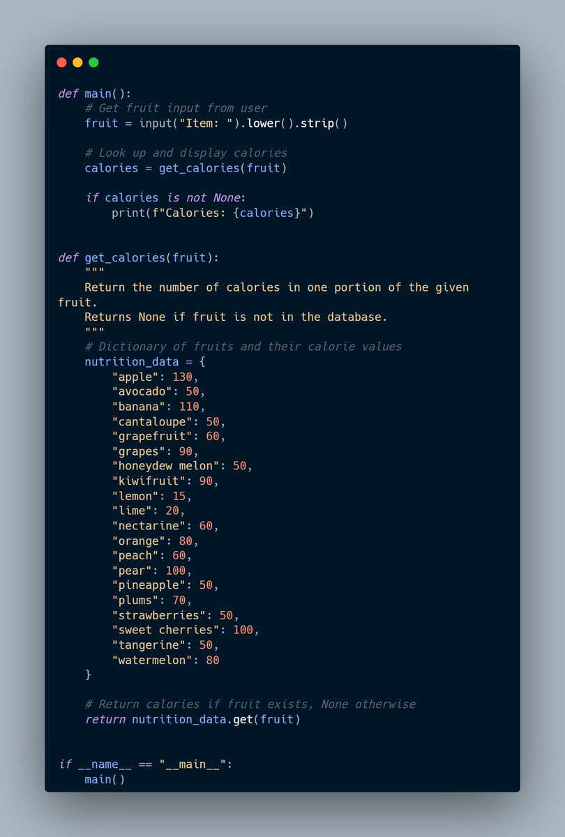 AryanBogam's tweet image. 💻 Day 92/300 of #300DaysOfCode
Solved the Nutrition problem from CS50P Week 2 ✅
Today was a good day — practiced dictionary lookups & string handling with focus and clarity 💪
#Python #CS50 #100DaysOfCode #BuildInPublic #Consistency