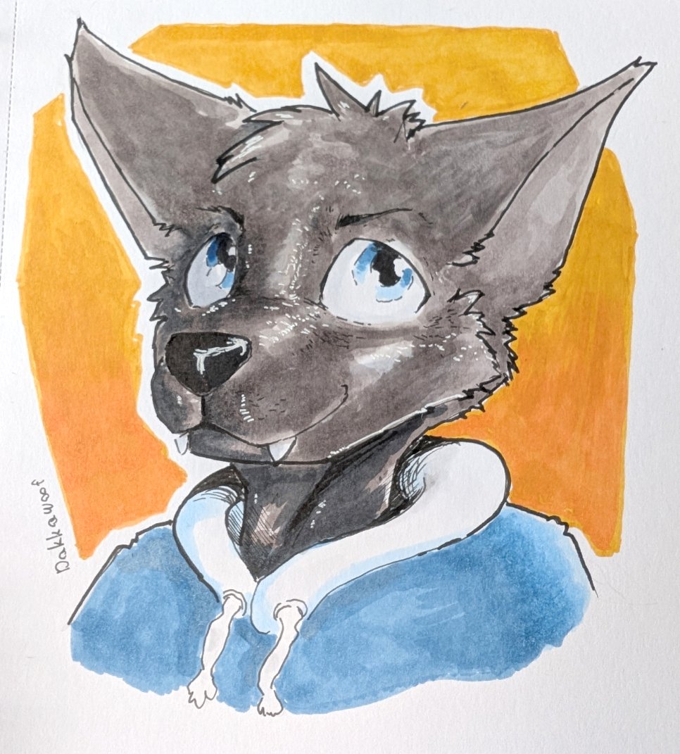 DakkaWoof's tweet photo. marker practice, black fur is hard uwu https://t.co/A881LLU4Re