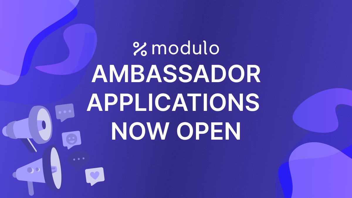 ModuloFinance's tweet image. AMBASSADOR APPLICATIONS ARE OPEN!

Ready to become an official voice of Modulo? We&apos;re looking for passionate DeFi advocates.

Requirements:
• Verified X account
• Discord + Telegram member
• Genuine passion for Web3

Apply now: forms.gle/KFZDT6xHi9SxR1…
