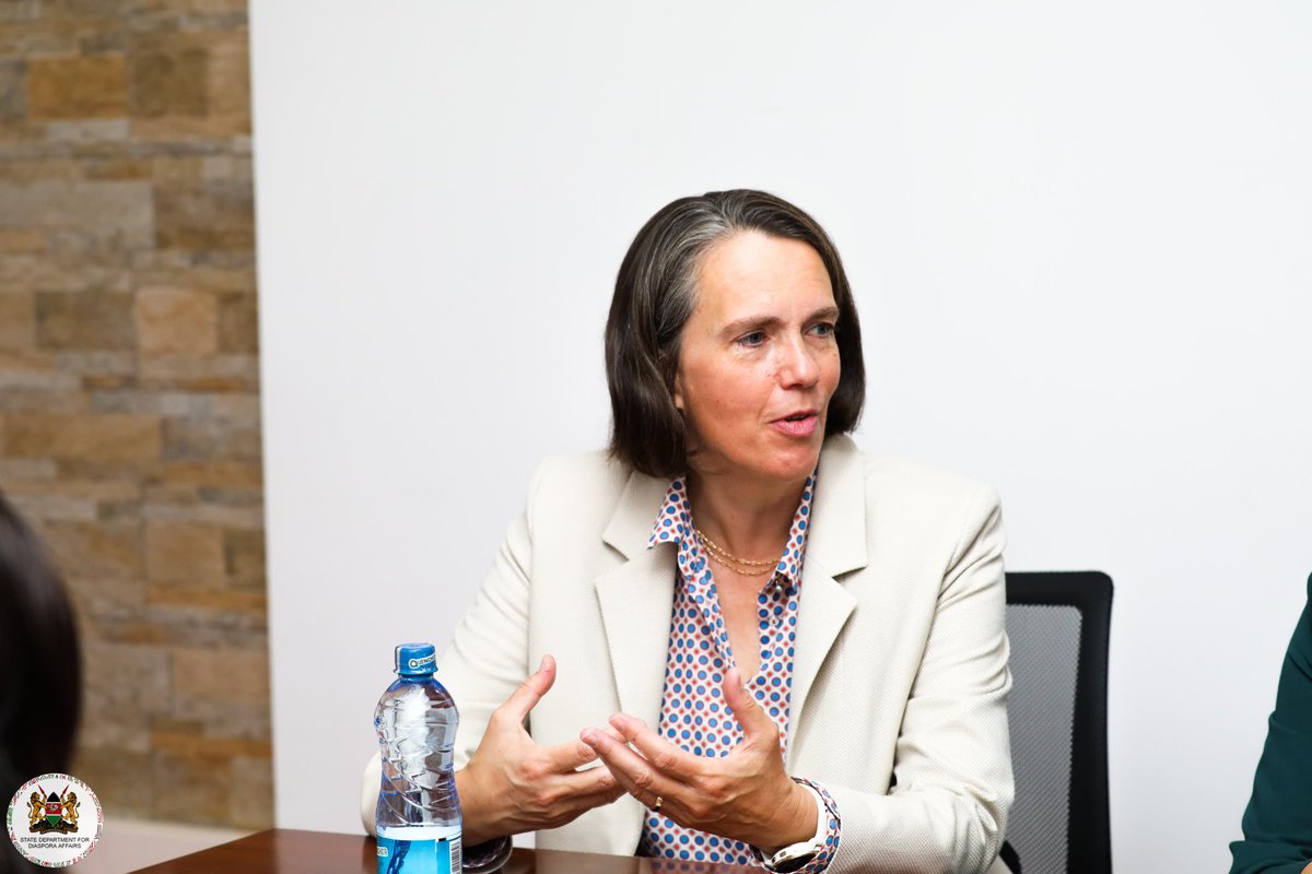 Diaspora_KE's tweet photo. A TELC Delegation from Germany led by Dr. Sibylle Plassmann, Head of Tests and Training, Deputy Managing Director-TELC, held a meeting with Ms. Anne Mruche, Deputy Director, Skills and Expertise Division.

The meeting focused on preparations for the outreach engagement at the Kenya Methodist University (KEMU) and Mount Kenya University (MKU). This follows the signing of the Comprehensive Labour Mobility Partnership between Kenya and Germany.

Present in the meeting were Ms. Nandani Dung, Key Account Manager-TELC, Mr. Cyrus Robiro, Kenya Diaspora Alliance-Germany and Mr. Abdilbasid Hassan, FSO. #KaziMajuu