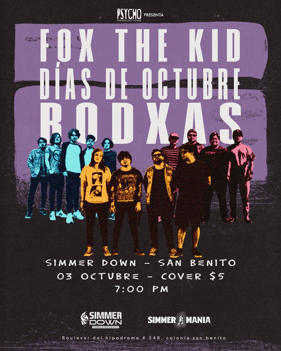 Quién nos acompaña en Simmer Down San Benito este viernes? 
Estaremos junto a Días de Octubre y Rodxas 🤘🏼🤘🏼