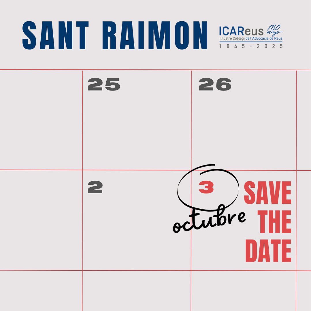 AdvocaciaReus's tweet photo. 📣 S'apropa la data de l'acte solemne de Sant Raimon✨
🙌🏼 Aquest any és d'allò més especial: celebrem 180 anys d’història!
RECORDA:
📍 Restaurant Orangerie de Clos Barenys (Vila-seca)
🕕 18:45 h 👇🏻👇🏻👇🏻
#SantRaimon #AdvocaciaReus https://t.co/9VoPmK01zi