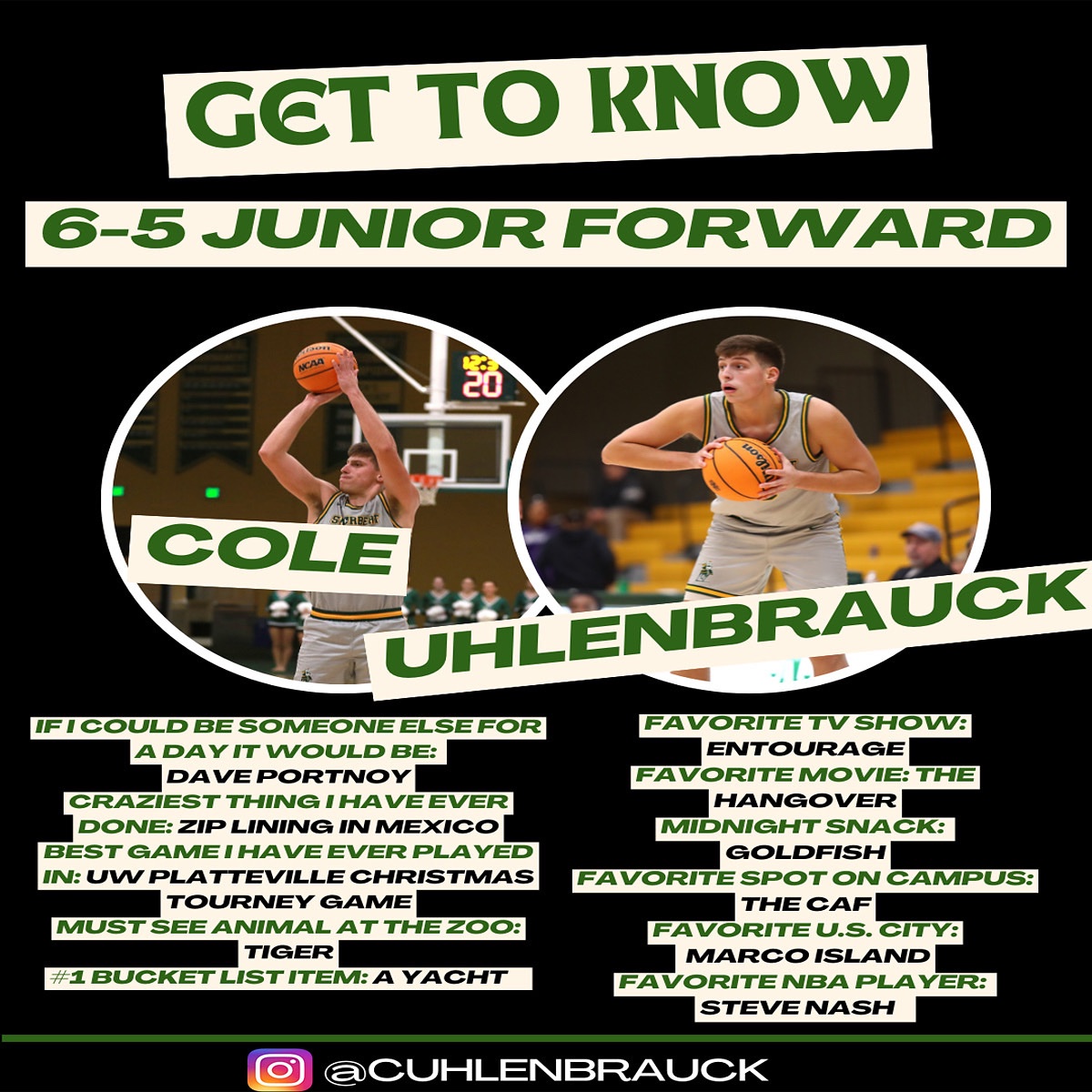 Next Up!

#30 Cole Uhlenbrauck 
Junior Forward