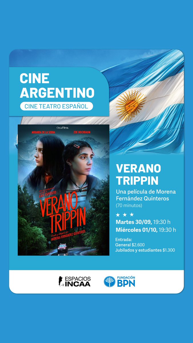 #CineArgentino 
Entradas en venta en Boletería.