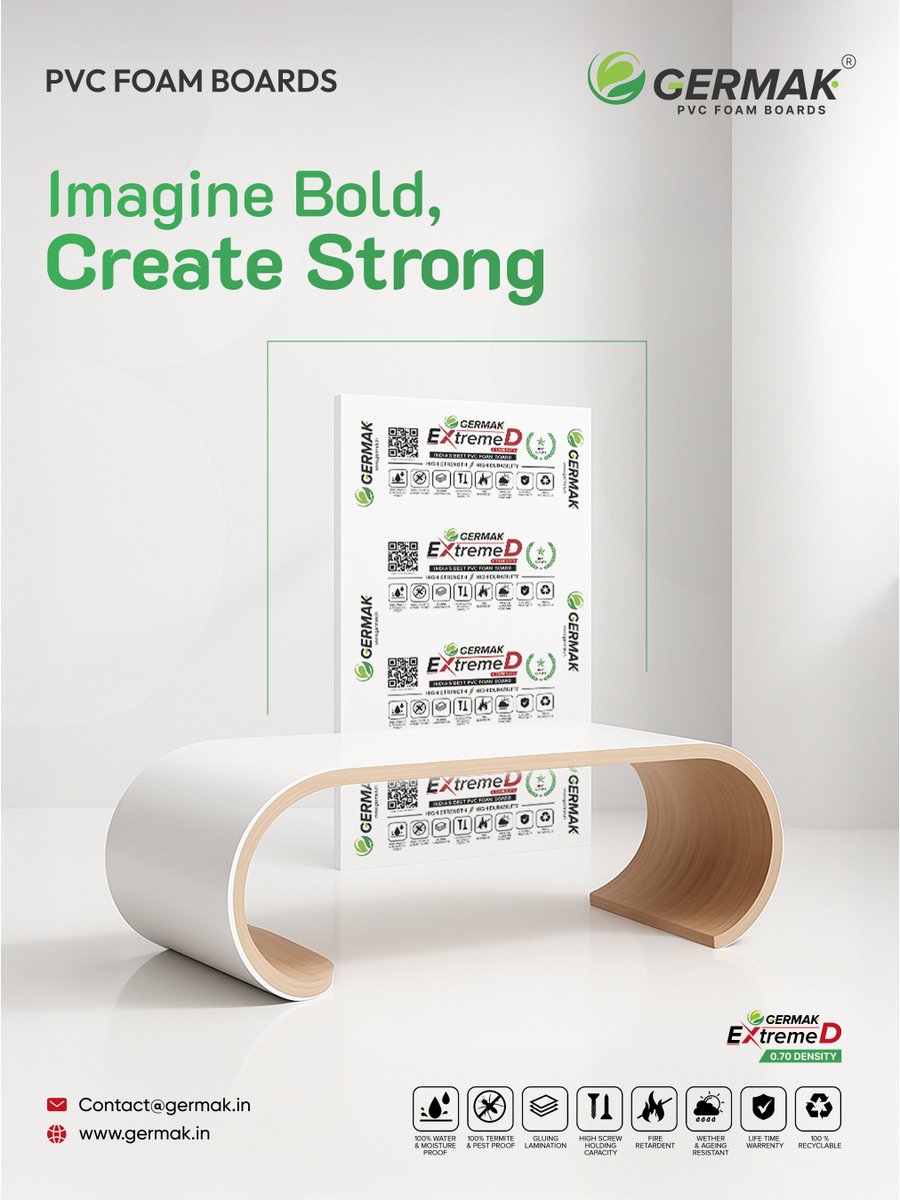 GermakPVCBoards's tweet image. 💡✨Imagine Bold. Create Strong.

📦 DM us for more info!
📧 Email Us: contact@germak.in
📍 Visit us at: germak.in

#Germak #PVCFoamBoards #StrongDesigns #InnovativeMaterials #BoldCreations #DurableSolutions #InteriorSolutions #QualityBoards