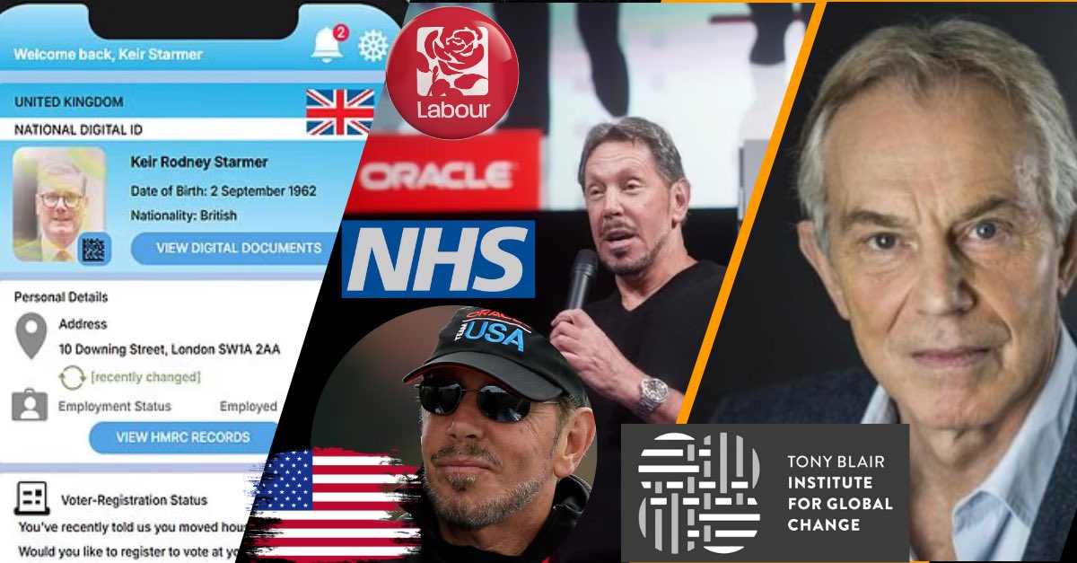Tony Blair is back in the spotlight — conveniently timed with PM Starmer’s 🇬🇧 digital ID push. Blair has long pushed for ID schemes, failing once before, and now re-emerging through proxies. Look closer at the Tony Blair Institute’s biggest funder: Oracle billionaire Larry