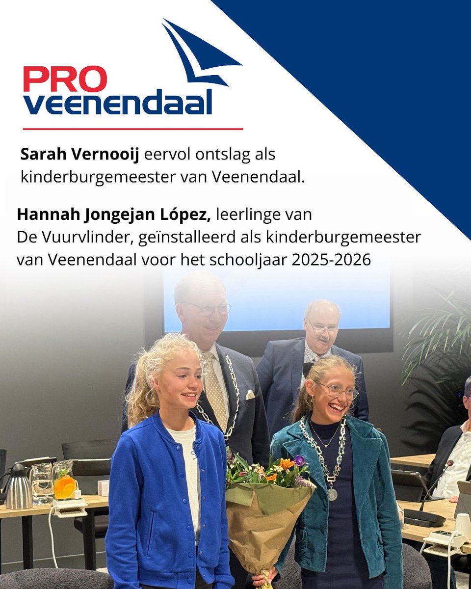 ProVeenendaal wil Sarah bedanken voor een jaar Kinderburgemeesterschap die ze vol enthousiasme heeft uitgevoerd. We feliciteren Hannah en wensen haar veel succes en plezier.