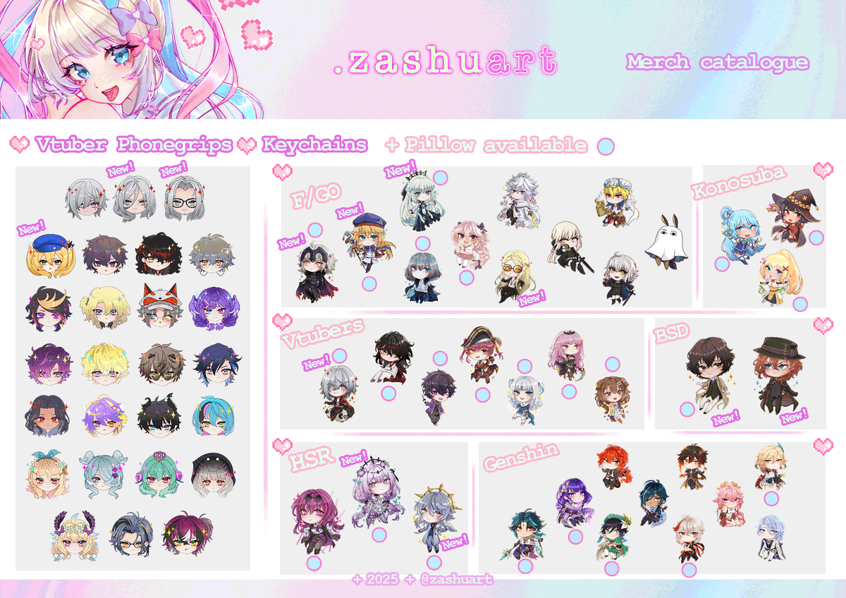 zashuart's tweet image. Hii soy Zashu! Estaré en el NC20!! Tengo muchas de cositas nuevas que espero que os gusten! En mi stand encontraréis: 
Fate, Vtubers, Konosuba, Needy Girl Overdose, Mushoku Tensei, Honkai SR, Fatamoru, Umineko, AITSF,  Frieren, Bungou Stray Dogs, Genshin Impact y+

Nos vemos ♡