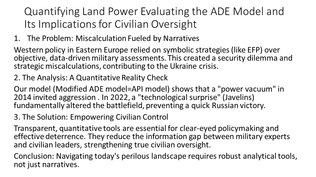 5yX9vmP0JbsbObJ's tweet image. Quantifying Land Power Evaluating the ADE Model and Its Implications for Civilian Oversight #ADEModel #CivilianControl #Deterrence, #MilitaryBalance #Realism,#RussoUkrainianWar