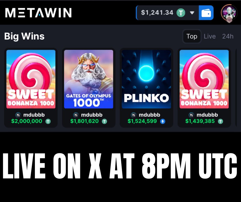 Live on X at: 8PM UTC

I hope to see many of you to vibes together with my bad English 😁

We keep chasing those big wins on <a href="/MetaWin/">METAWIN.COM</a> 🎰

Giveaway during the stream for the watchers

Like and Repost to support me 🫶

Thanks to <a href="/MetaWin/">METAWIN.COM</a> and <a href="/Skelhorn/">SKEL</a> for sponsoring

#Metawinstream