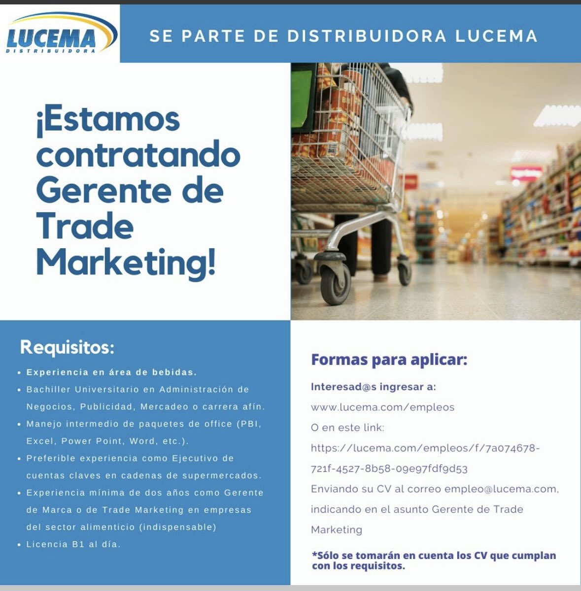 Se busca gerencia de trade marketing