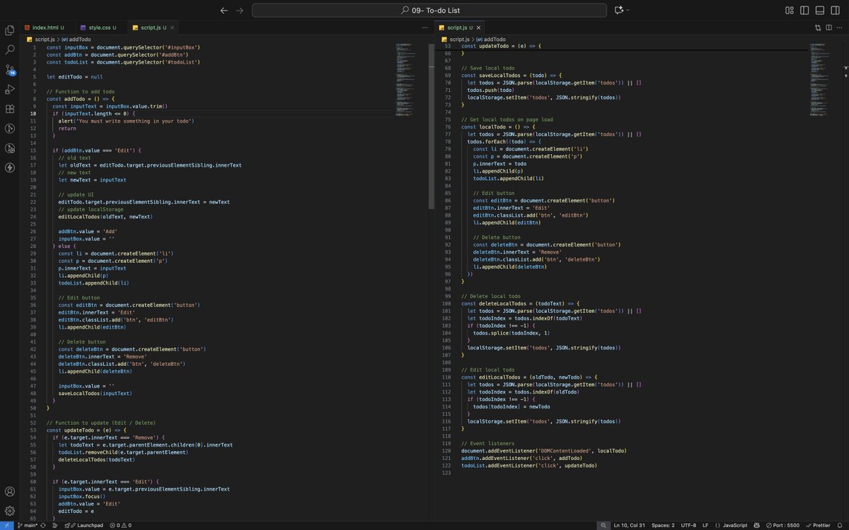 ArashadAhamad10's tweet image. Day 141 of #200DaysOfCode
Built a To-Do App using HTML5, CSS3, JS & LocalStorage:
✅ Add todo → UI + LocalStorage
✅ Edit todo → UI + LocalStorage
✅ Delete todo → UI + LocalStorage
✅ Page reload → LocalStorage shows todos
🔗 Live Link: arashad-to-do-list.netlify.app