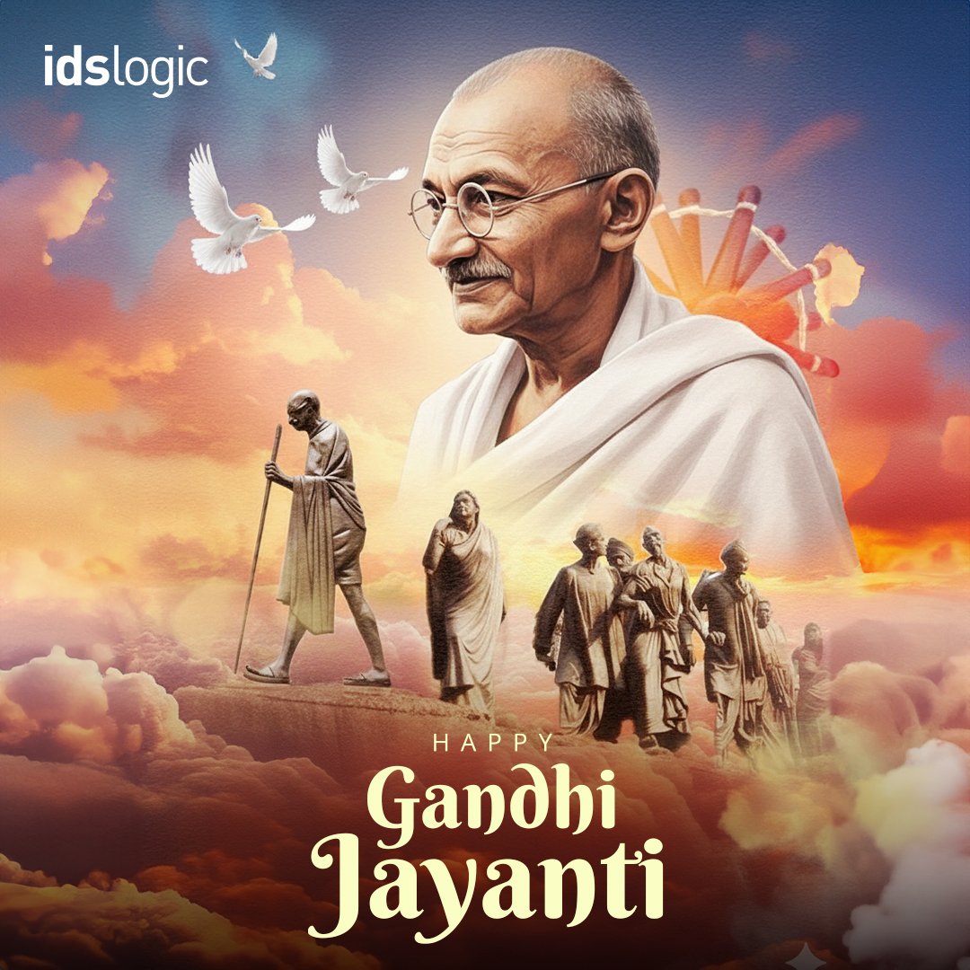 idslogic's tweet image. On this Gandhi Jayanti, IDS Logic pays tribute to Mahatma Gandhi – a visionary leader who taught the world the power of truth, non-violence, and simplicity. 
Let’s continue to walk on the path of integrity and innovation while creating meaningful impact.
#GandhiJayanti #IDSLogic