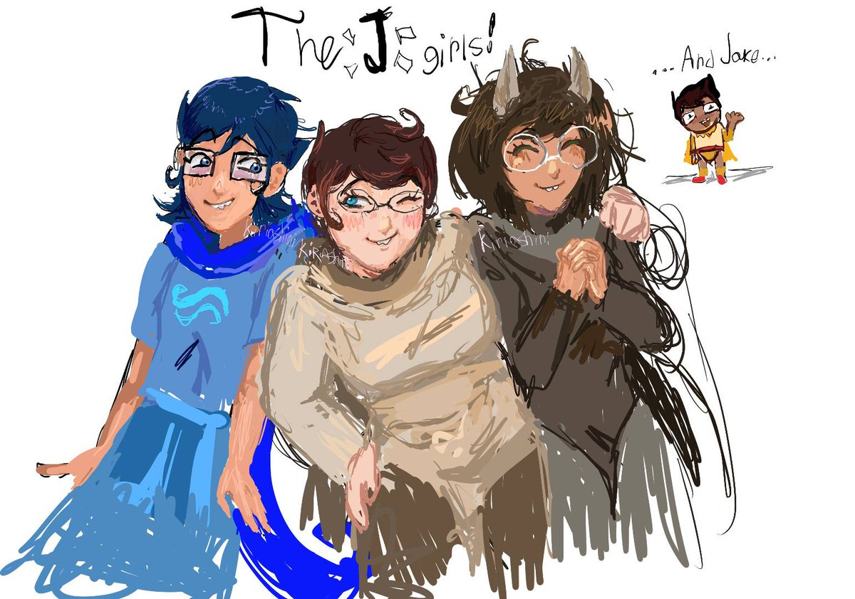 THE J GIRLS!! ..and jake 
#homestuck #juneegbert #jadeharley #janecrocker #fanart #arttwt  #artmoots
