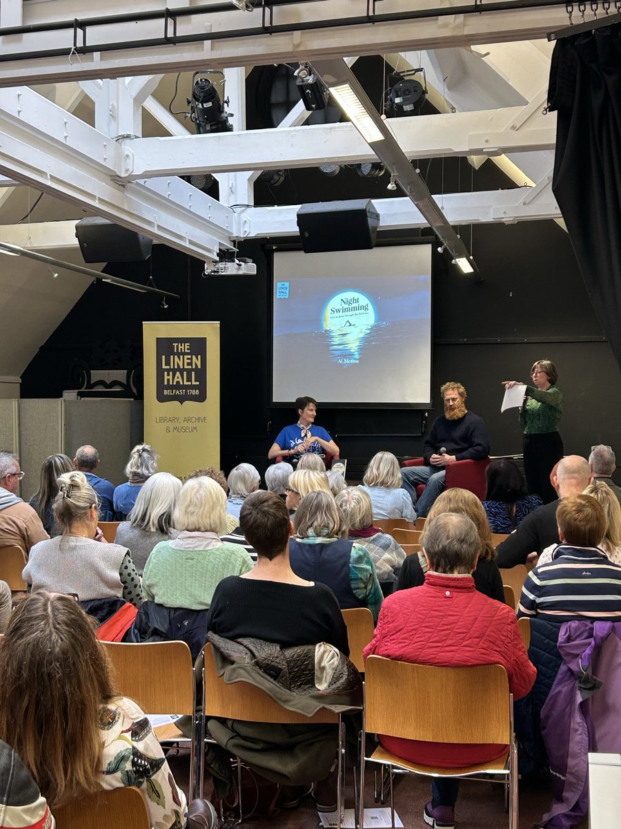 scorrlibrary's tweet photo. Celebrating National Sporting Heritage Day 2025 at The Linen Hall, Belfast with items on display from our Sports Archive, coinciding with the launch this afternoon of Al Mennie’s book Night Swimming: How to Swim Through The Darkness. @thelinenhall @sportinghistory #NSHD2025 https://t.co/dsGo4NQv0W