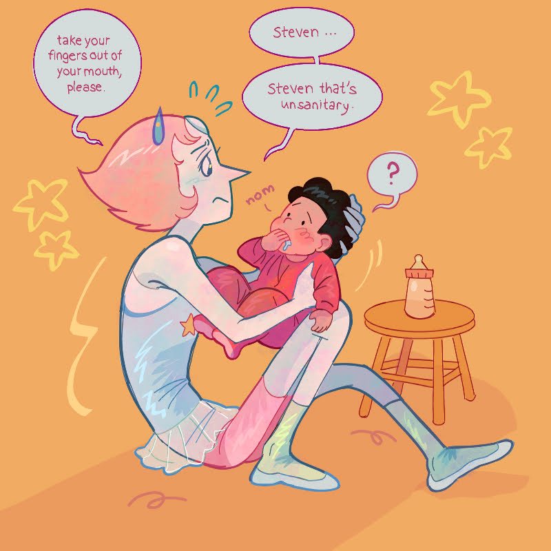 i think she’d talk to him like a peer no matter his age 😭 #stevenuniverse #pearl