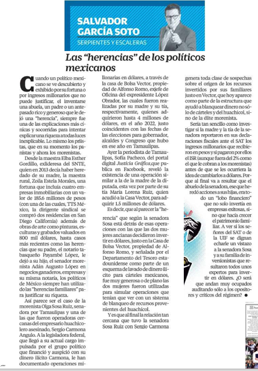 Las "herencias" de los políticos mexicanos <a href="/SGarciaSoto/">Salvador García Soto</a>  (casi como esos billetes de Loteria premiados)