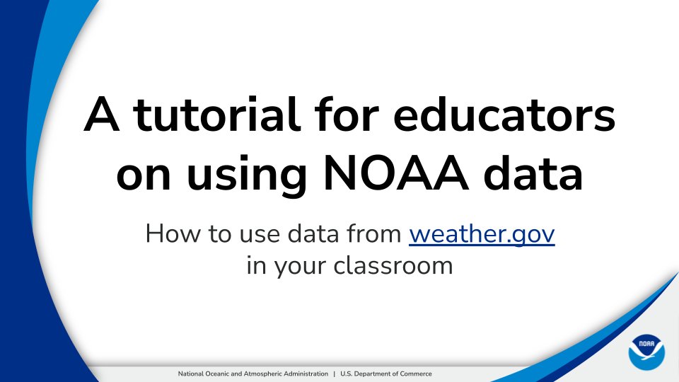 Looking for ways to use NOAA data in your classroom? This video shows teachers and educators an overview of weather.gov - a great entry point for introducing students to data, maps, graphs, trends, and more. Take a look: noaa.gov/education/reso… 
#BackToSchoolNOAA @nws