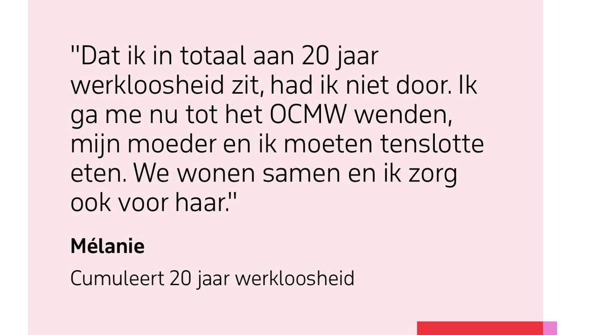 De tijd vliegt nu eenmaal wanneer je 20 jaar op kosten leeft van een ander. De oplossing is natuurlijk het OCMW ipv te werken. Allicht iemand met een “grote afstand tot de arbeidsmarkt” die een “op maat gemaakte job” nodig heeft. 🤗