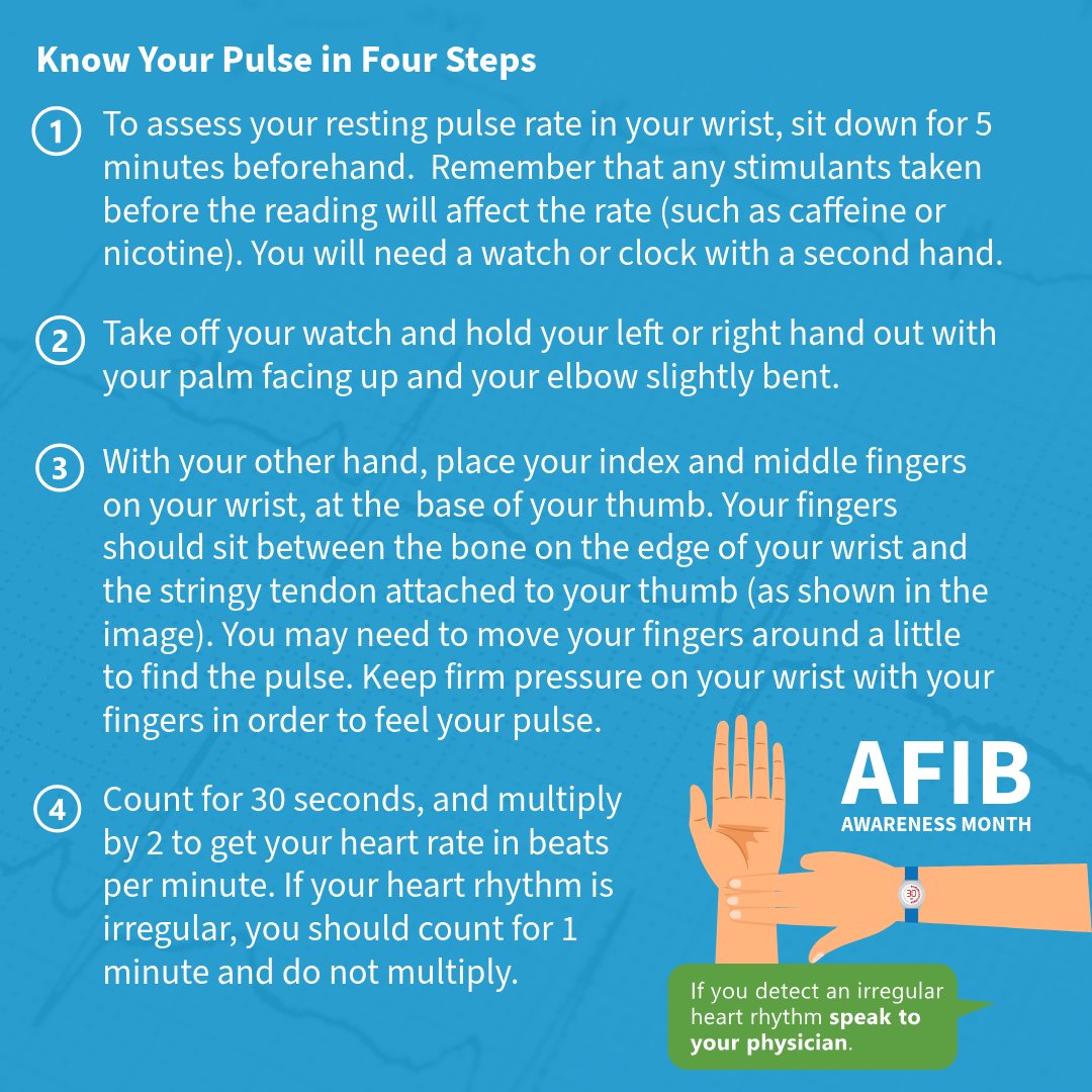 AtrialFib_US (@atrialfib_us) on Twitter photo #AFib Awareness Month may be ending, but your heart health continues! 💓 Learn how to check your pulse, spot irregular rhythms, and take charge of your heart. Questions? Call 843-415-1886 or email info@afa-us.org. #AFib Awareness Month may be ending, but your heart health continues! 💓 Learn how to check your pulse, spot irregular rhythms, and take charge of your heart. Questions? Call 843-415-1886 or email info@afa-us.org.