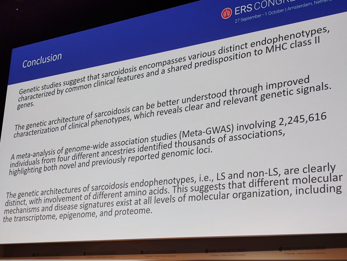 Wir sind glücklich, dass wir mit diesen Informationen wieder einen Schritt weiter in der Sarkoidose Grundlagenforschung sind.
Auf der #ERS2025 sind viele Studien, Poster und Informationen zur Sarkoidose zu finden.
Das freut uns, unsere Community wächst!