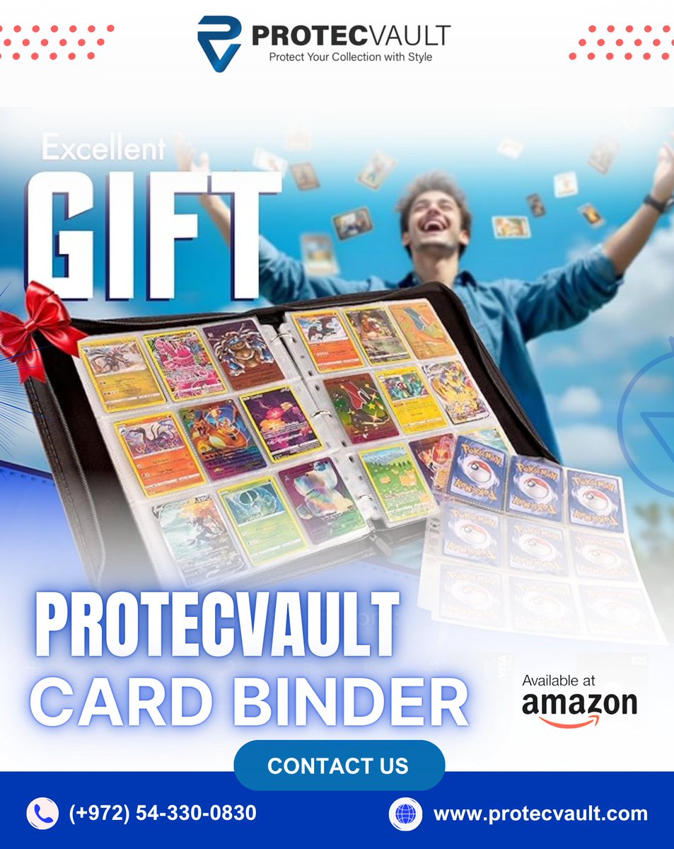 protecvault's tweet photo. The perfect gift for every collector.
With 9 pockets, a secure zip, &amp; crystal-clear magnification, the #PROTECVAULT Premium Binder keeps treasured cards safe &amp; stylish — a gift they’ll truly value.

Amazon: https://t.co/Zm90AbTSYH
Visit: https://t.co/z62PYTn45n

#CardCollectors https://t.co/hNZJWAr6u6