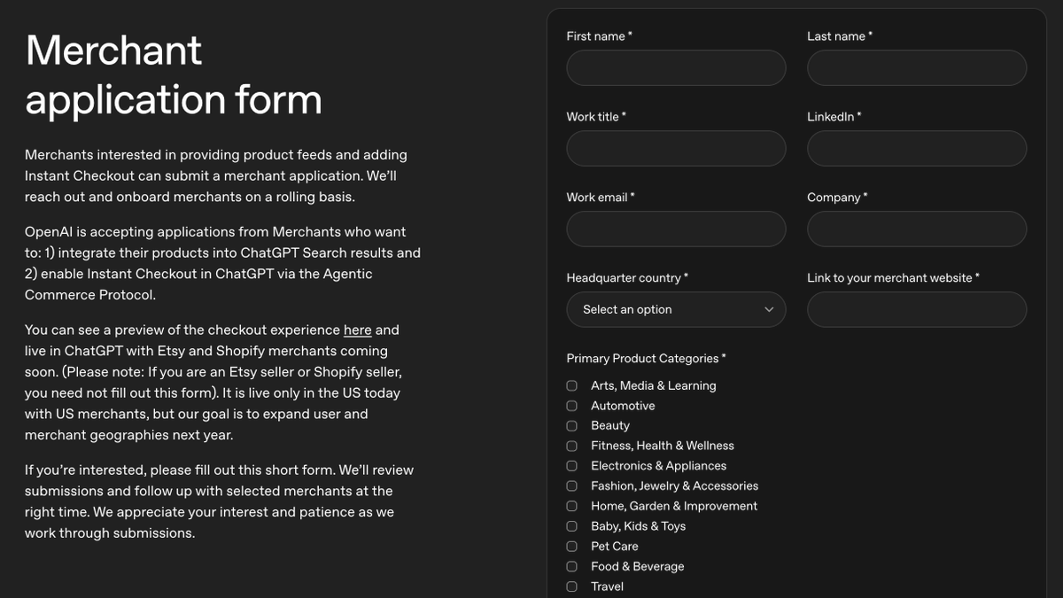 if you’re selling with shopify and want your products/website recommended on chatgpt 

fill out the form below 👇🏻