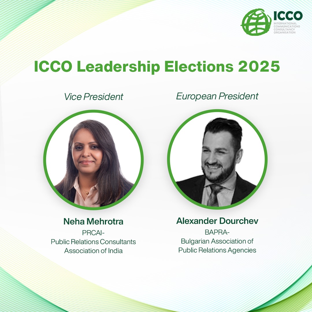 ICCOpr's tweet photo. π ICCO Leadership Elections 2025 β¨
Congratulations to our newly elected leaders:
β
Neha Mehrotra β Vice President
β
Alexander Dourchev β European President
π’ Their term begins at the ICCO AGM on 11 Nov 2025. π
#ICCO #Leadership #Elections #GlobalPR https://t.co/BLLoloqwOT