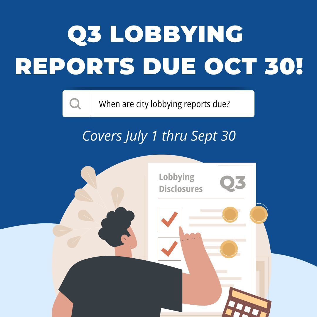 Lobbying Q3 closes today, reports are due 10/30 (covering 7/1 - 9/30).
If you spent > $2500 to influence City officials, you may need to register &amp; file reports @ pliscloudapp.net

Guide &amp; FAQs: ethics.pub/lobby + ethics.pub/Reg9
?s: lobbying@phila.gov