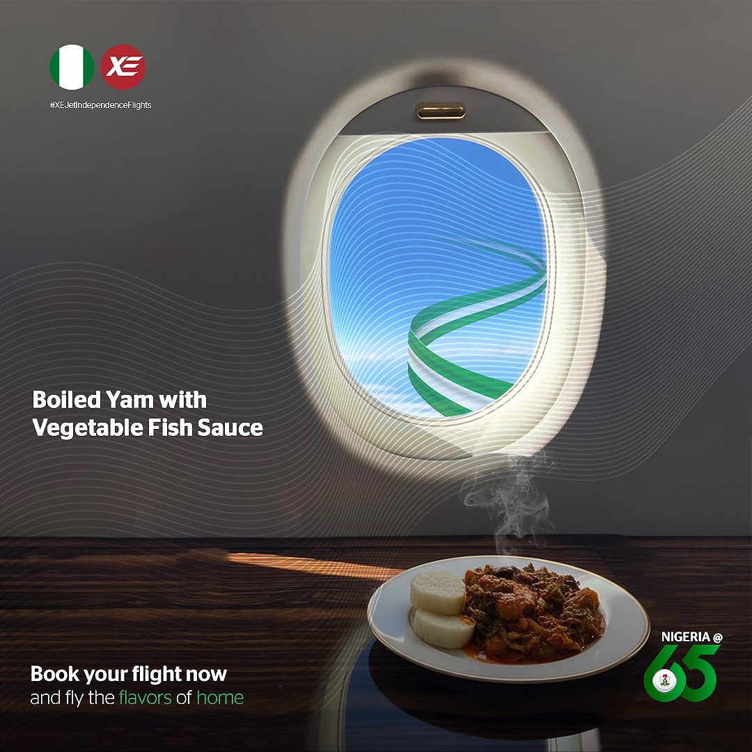 flyxejet's tweet image. Book your flights now on the XEJet First Class Service between Abuja and Lagos, and fly the flavors of home. Where are you celebrating from? Tag a friend who would love this! #FlyWithPride #XEJetFirstClass #XEJetIndependence #SkyHighLuxury