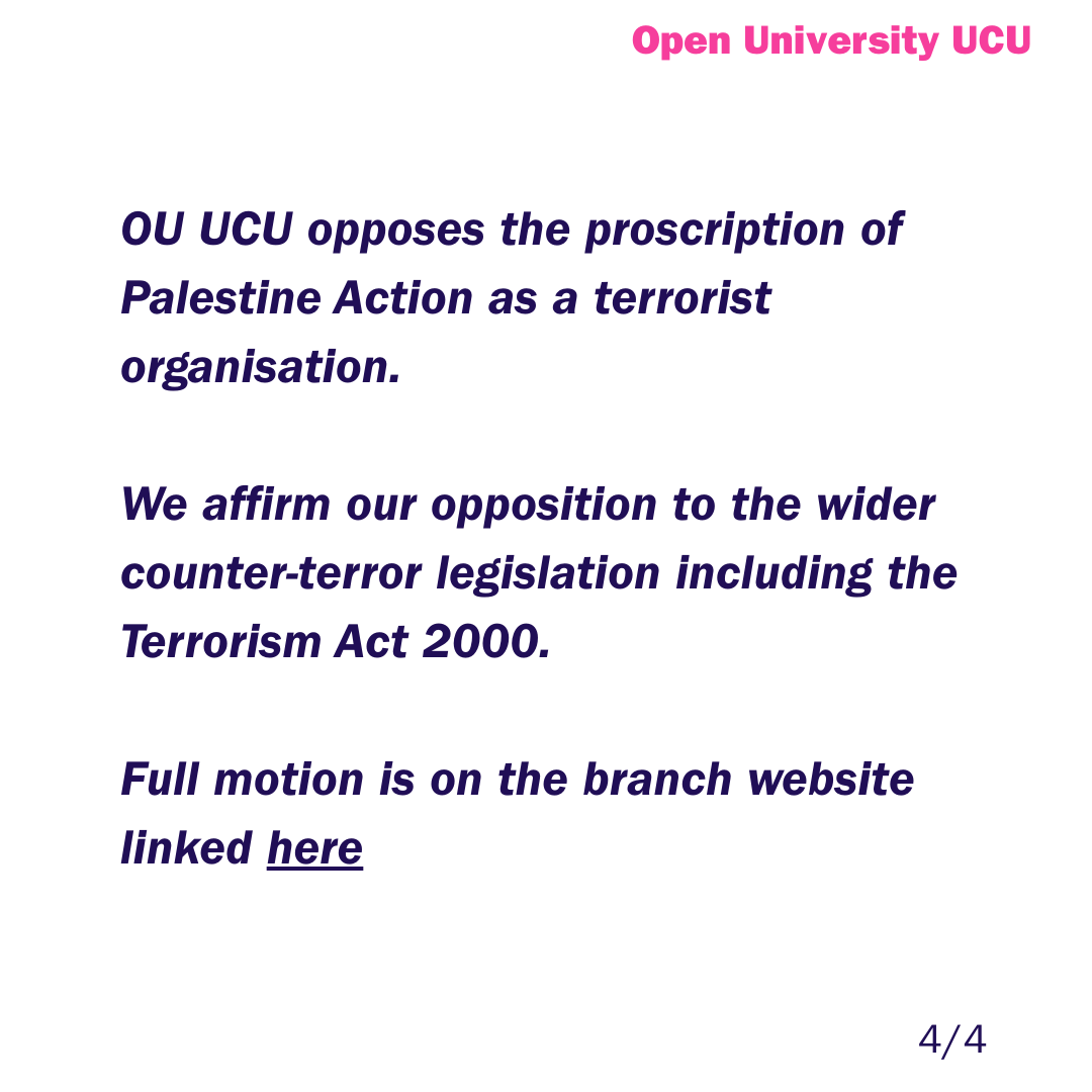 oubucu's tweet image. Following the motion passed overwhelmingly at our branch meeting, OU UCU has prepared the attached statement on the need to defend the Palestine solidarity movement, defend the right to protest against war and genocide, and oppose counter-terrorism legislation. #oubucu #ucu
