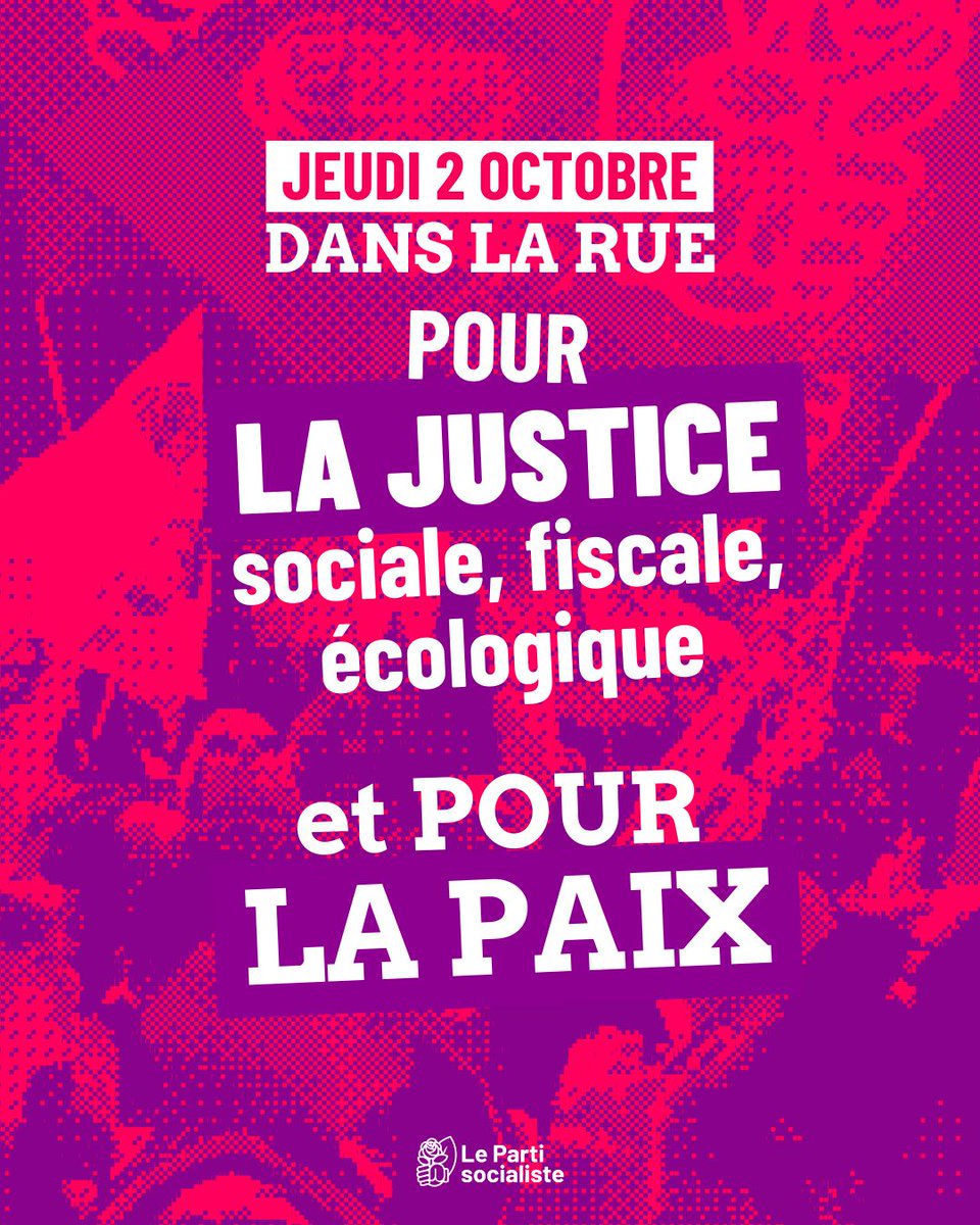 ✊ Le jeudi 2 octobre, nous serons dans la rue aux côtés des syndicats.

Nous continuons d'affirmer qu'il existe une majorité dans le pays pour plus de justice sociale, fiscale et écologique ! Le Gouvernement doit changer de cap.

Rejoins la mobilisation 👉carte.cgt.fr/carto/carte/se…