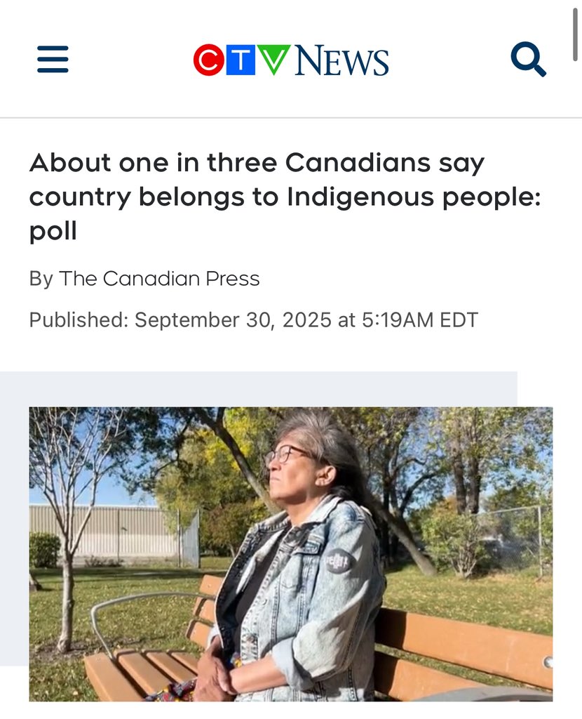 NVanCaroline's tweet image. “Younger Canadians aged 18-24 are far more likely to think the country belongs to Indigenous peoples, at 58%, compared with Canadians aged 65+, at 24%.”

This is the direct product of an education system that has been relentlessly driving this narrative, unchallenged, for well