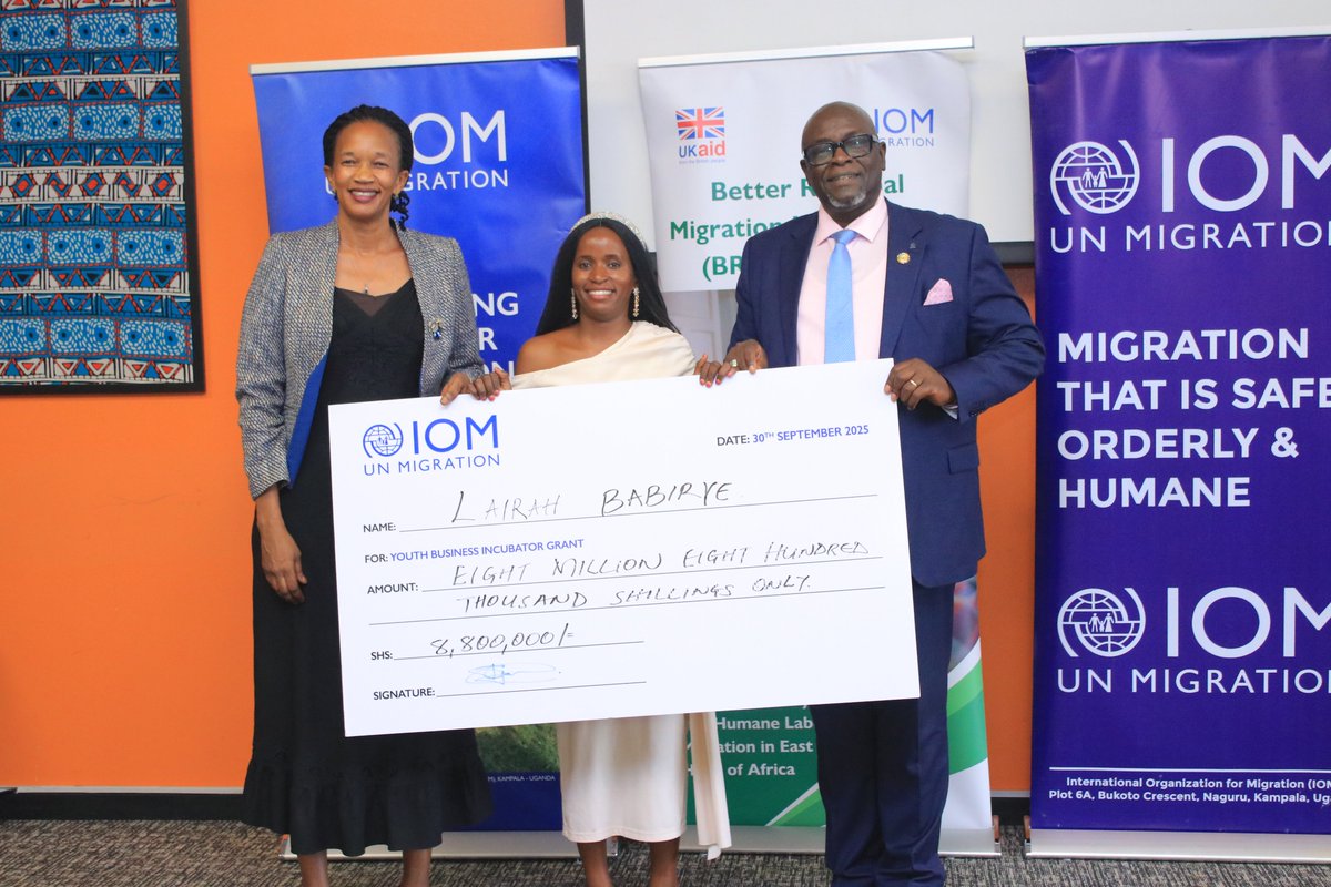 IOM_Uganda's tweet photo. IOM🇺🇬, through the Youth Business Incubator (YBI), has awarded $30,000 in grants to 11 young entrepreneurs to establish sustainable businesses. This initiative, supported by @FCDOGovUK, is enhancing economic resilience and combating youth unemployment. https://t.co/frWPxhIadN