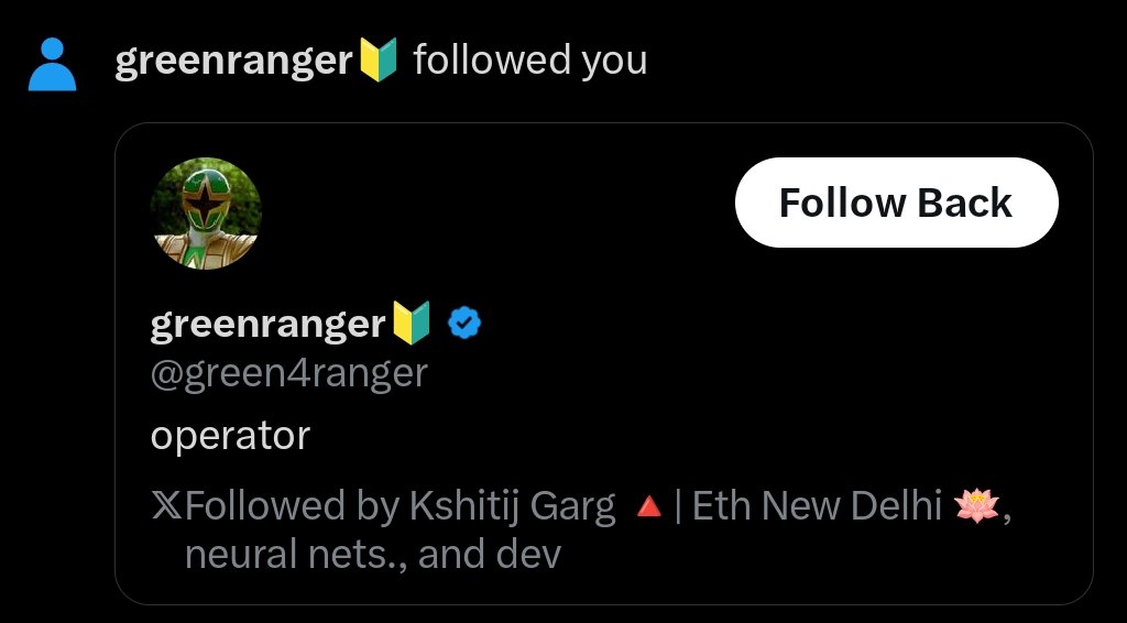 The green ranger follows me 🦄