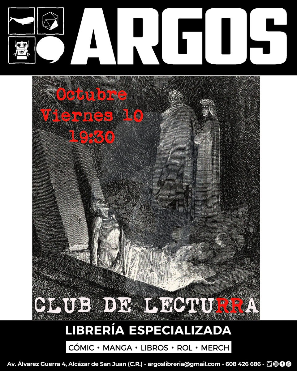 Viernes 10 de octubre, nueva sesión del Club de Lecturra. Vamos a charlar de "El Subastador" de Joan Samson y "Carcoma" de Layla Martínez y a comer unas chuches y a pasar un ratico güeno, o weno, bueno

#argoslibreria #clubdelectura #clubdelecturra #lecturas #novelasdeterror