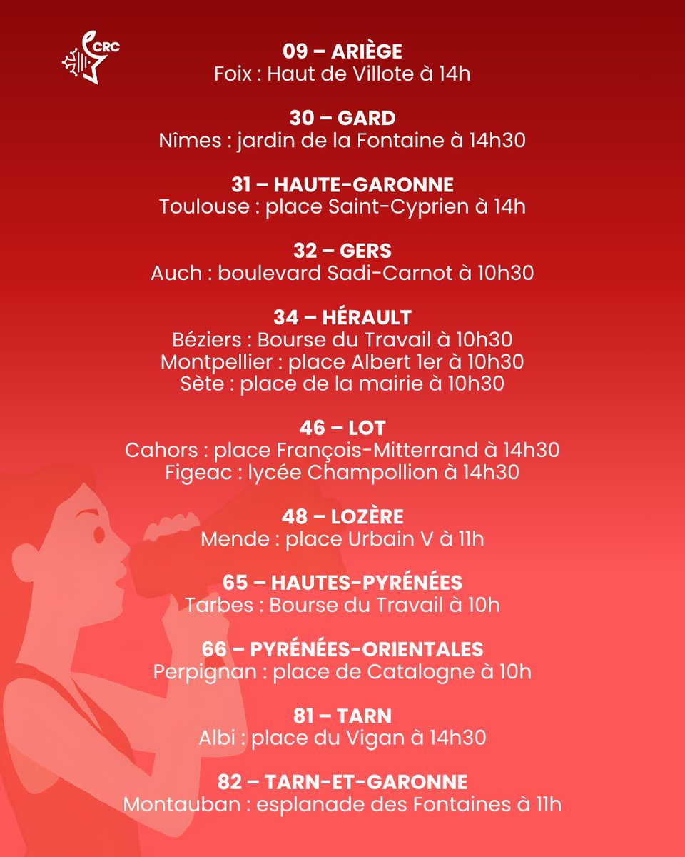 📣2 OCTOBRE !

✊ La mobilisation continue ! Découvrez les lieux de rendez-vous en Occitanie