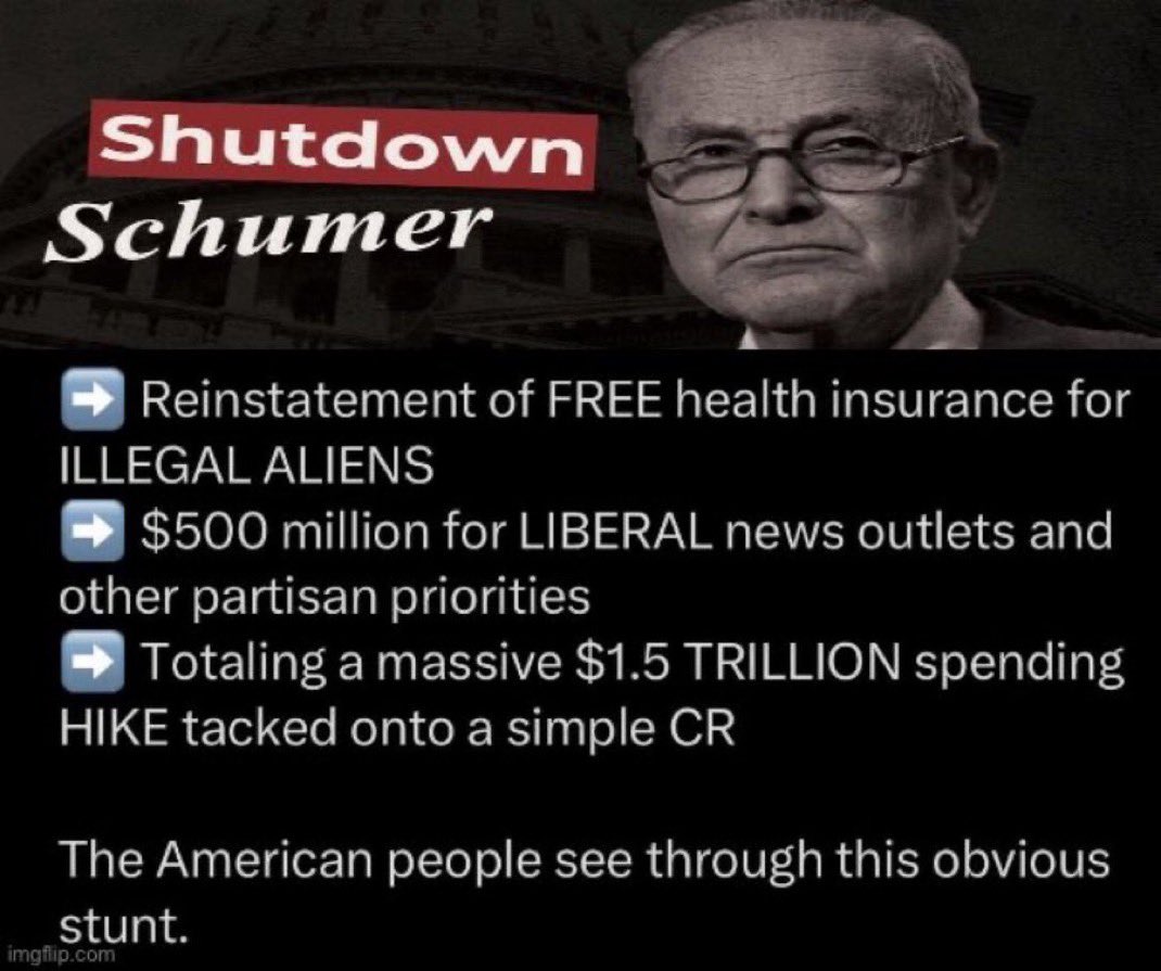 Geo47BE's tweet photo. @harrisonjaime Oh He lives rent free in your head dude. Just making me love my president even more.  The Schumer shut down begins today !!! https://t.co/YgO5870kON