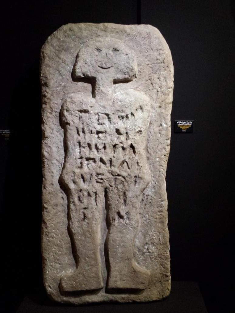 The so-called ‘astronaut of Casar’, Extremadura.

The unusual shape of the figurative relief, together with the undeciphered (possibly Lusitanian) inscription, shrouds this unique ancient stele in mystery.