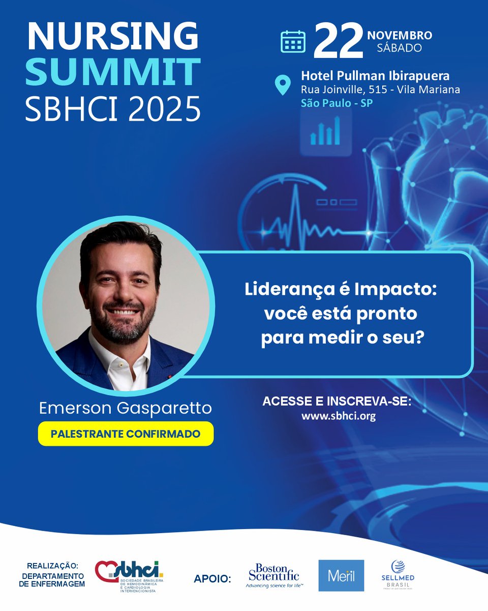 Inscreva-se para o Nursing Summit SBHCI 2025.

O evento será realizado no dia 22 de novembro, no Hotel Pullman Ibirapuera, em São Paulo.

Confira alguns dos palestrantes confirmados!

Para mais informações, acesse: sbhci.org.br