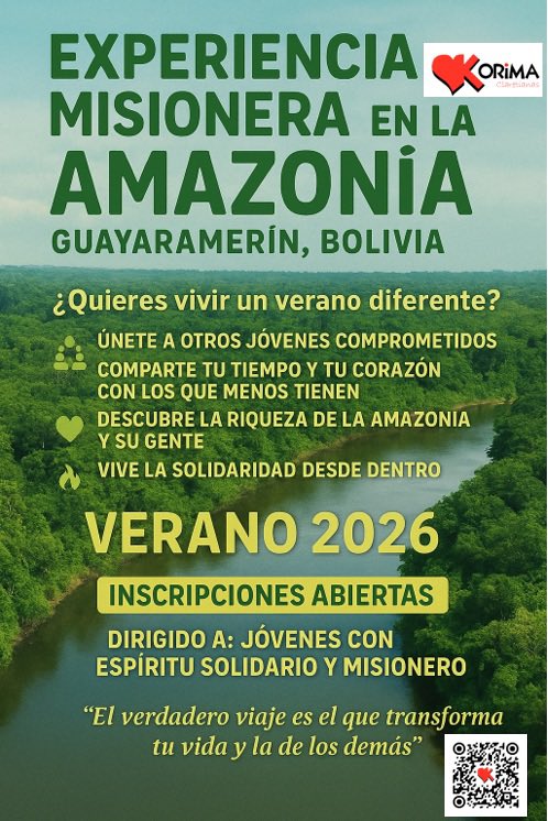 ¿Quieres vivir una experiencia misionera? Te estamos esperando. Sigue enlace del código QR para inscribirte.
Guayaramerín te espera.
