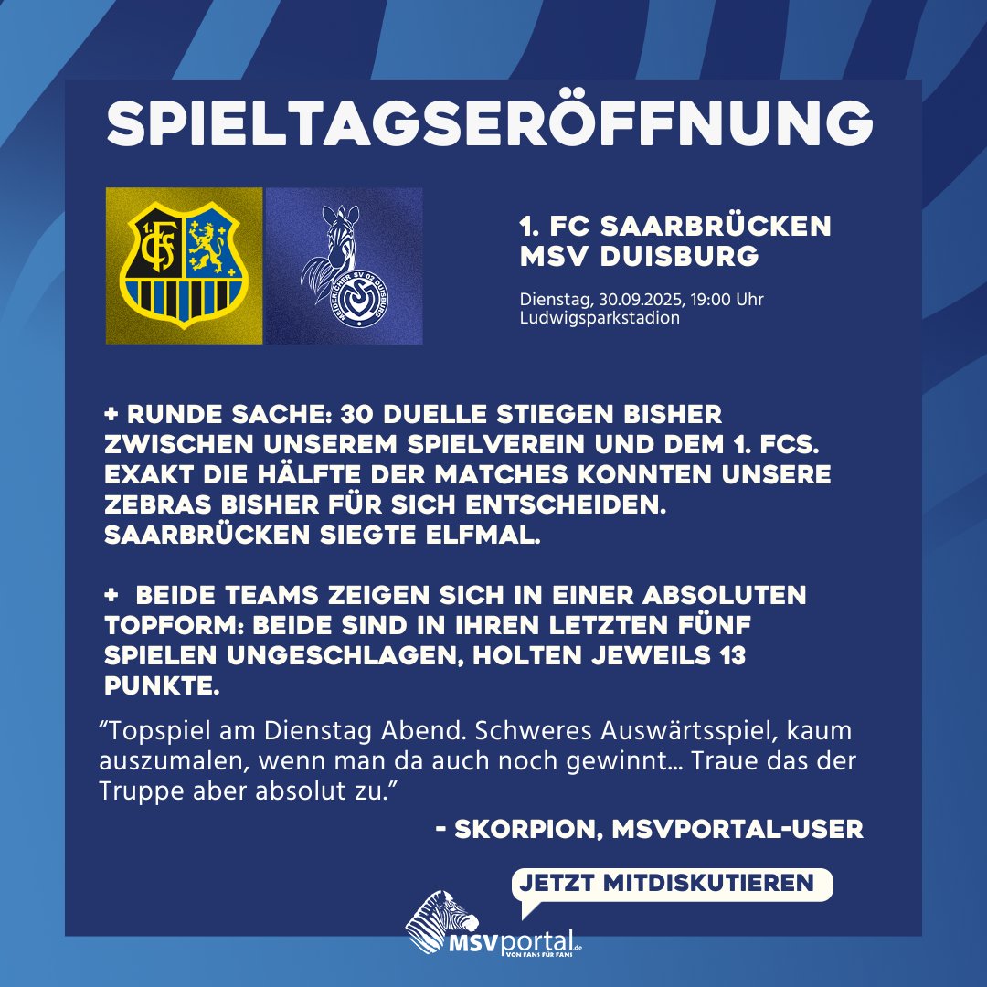 MSVDuisburg's tweet photo. Ein kleiner Vorgeschmack in Sachen Topspiel, genauer gesagt in die Fakten rund um dieses heutige Spitzenspiel im Ludwigspark. 

ℹ️ Euer Weg zum Günther-Jauch-Wissen für den Gästeblock 👉 https://t.co/wOEyRk3DPh

#MSVereint #FCSMSV #3Liga https://t.co/vNsnfBBXLY