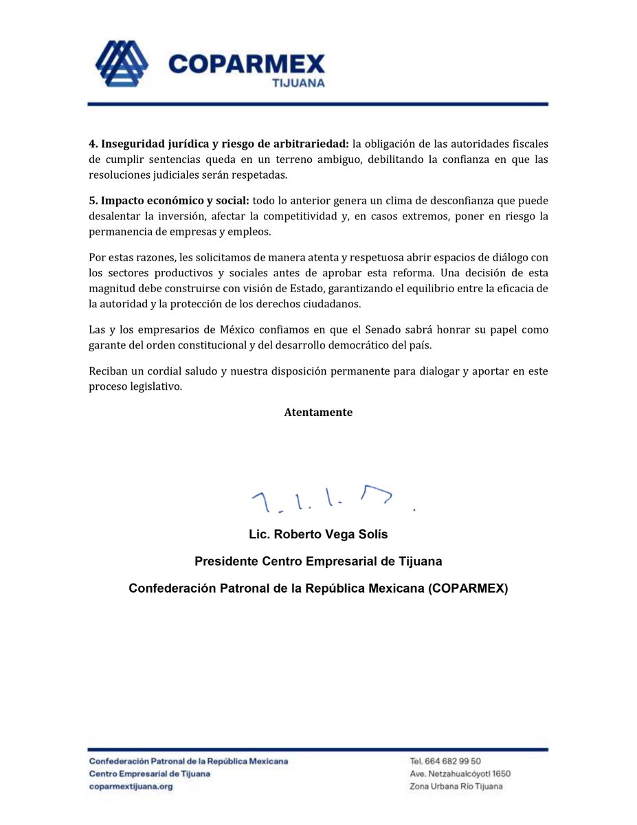 Senador <a href="/gustavosvbc/">Gustavo Sánchez Vásquez</a>: Desde Coparmex le exhortamos a revisar la reforma a la #LeyDeAmparo. No se debe quitar a la ciudadanía un mecanismo de defensa ante actos arbitrarios de las autoridades.