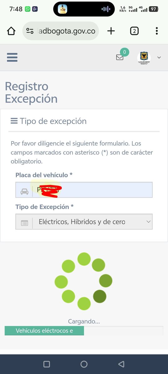 aandresma's tweet photo. @SectorMovilidad @Bogota Ayuda 🆘 Hola, el registro de excepción de pico y placa para vehículos híbridos está fallando se queda pensando y no avanza con el proceso, adjunto imagen https://t.co/ws7y4xowuc