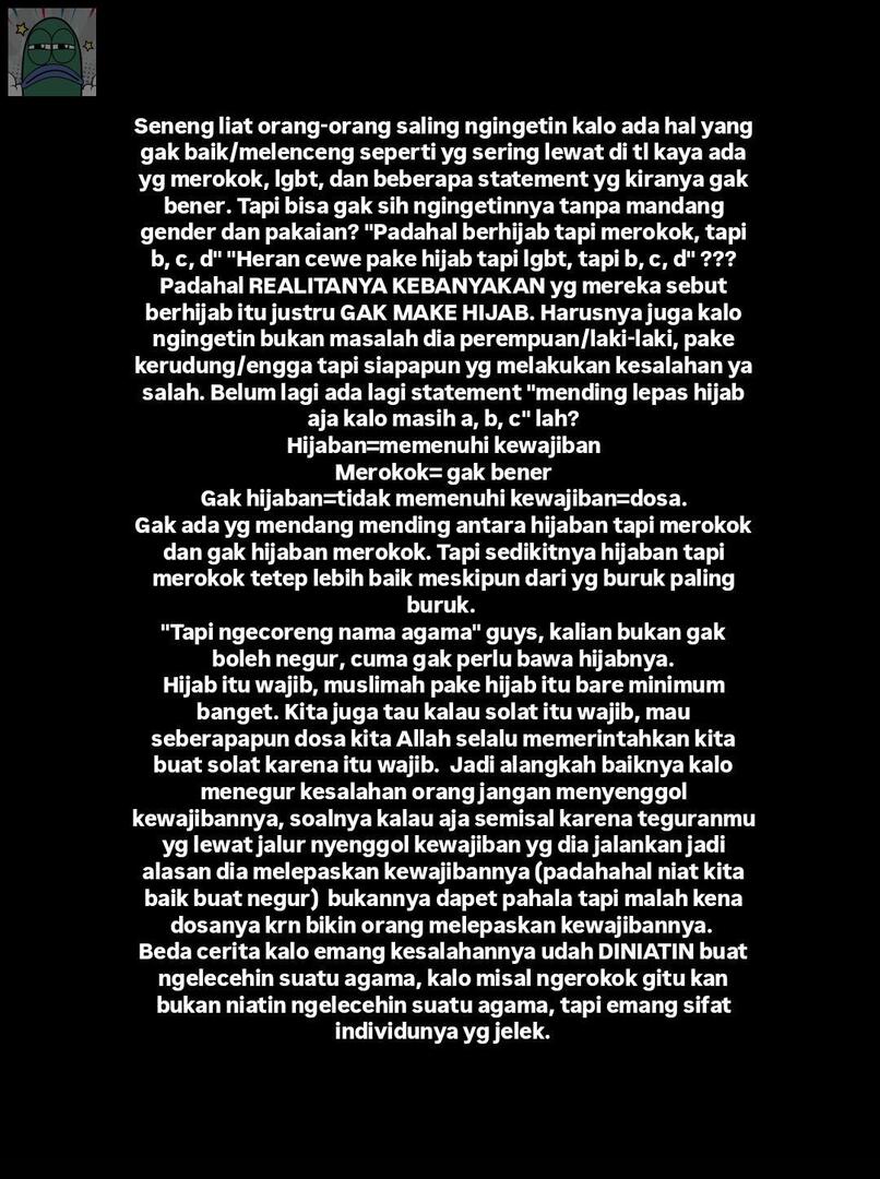tanyarlfes's tweet photo. 💚 jgn lah dikasi info malah "org Indo jg taunya kerudung hijab jilbab sama" 😭 ya maka dari itu sender yg cangtip ini datang memberi info agar kesalah pahaman turun menurun ini berhenti😭
https://t.co/yLBsP38ZYc https://t.co/5tT2DYcMtT