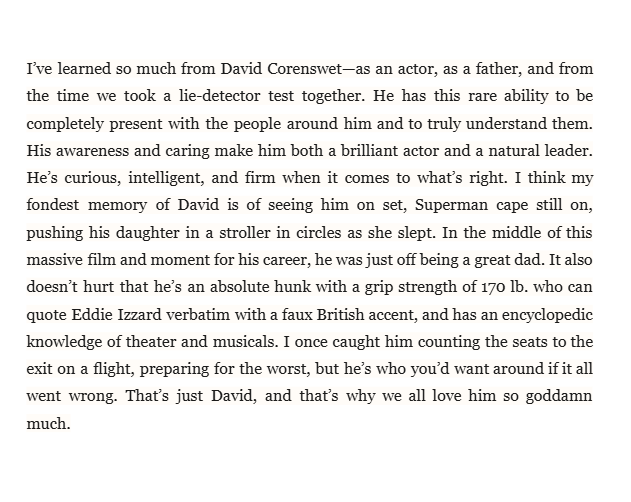 bestofhoult's tweet photo. nicholas hoult wrote about david corenswet for time magazine 🖤

“I once caught him counting the seats to the exit on a flight, preparing for the worst, but he’s who you’d want around if it all went wrong.” https://t.co/CApzT4dZud