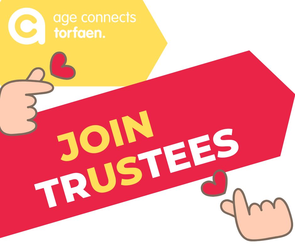 We’re looking for a new Trustee!

Passionate about your community? Want to make a real difference for older people in Torfaen? 
We’re especially keen to hear from those with:
✅ Finance/accounting experience
✅ Commitment to good governance
Voluntary role
☎ 01495 769264