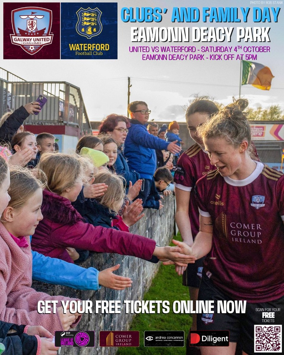 We would love to see you Saturday 🤩

Get your free tickets online now for our final Senior Women's Home Game of the season! 🇱🇻

📅: Saturday 4th October - ⌚: Kick Off at 5PM
🏟: Eamonn Deacy Park, Galway (H91 AV81)
🎟️: galwayunitedfc.ie/match-tickets

#ItsATribalThing | #UnitedAsOne |